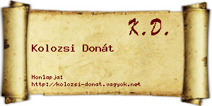 Kolozsi Donát névjegykártya